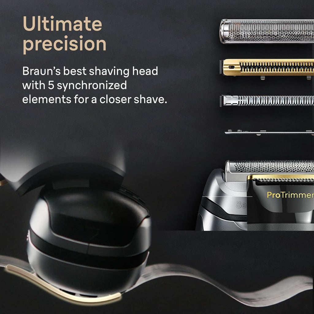 Braun Series 9 PRO+ 9577cc Electric Razor for Men, 5 Pro Shave Elements & Precision Long Hair Trimmer, 6in1 SmartCare Center, PowerCase for Mobile Charging, Wet & Dry, 60min Battery Runtime