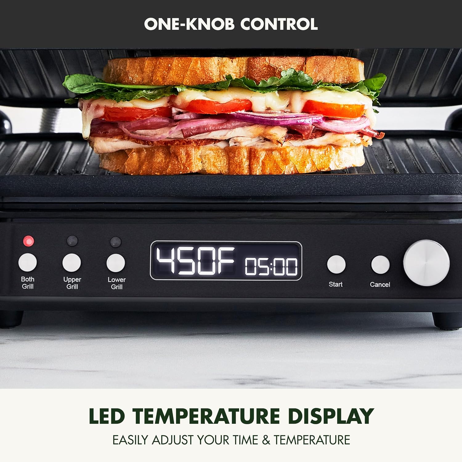 GreenPan 6-in-1 Multifunction Removable Plate Indoor Grill & Electric Griddle, Diamond Infused PFAS Free Ceramic Nonstick Reversible Plates, Opens Flat, Adjustable Temp, Panini Press, Black