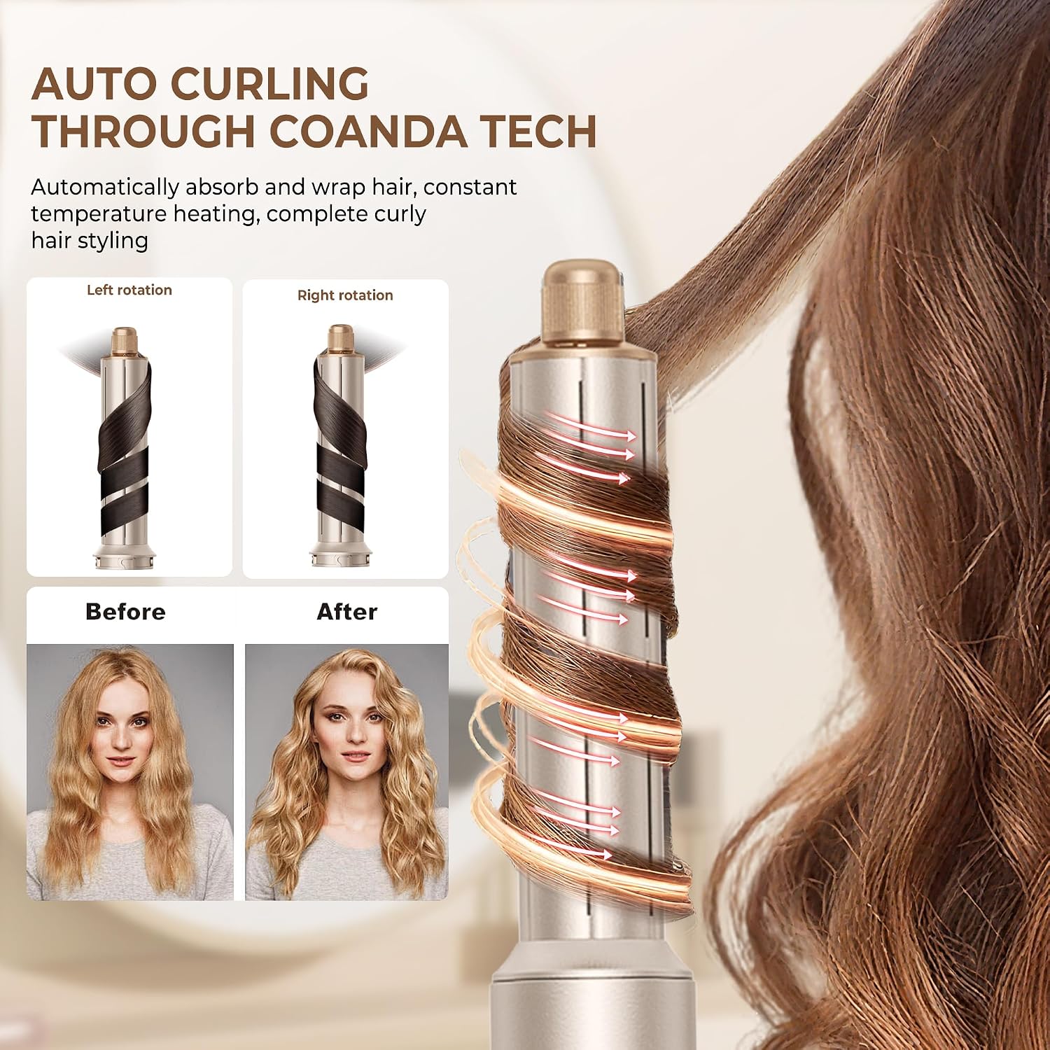 UKLISS 8-in-1 High-Speed Air Styler & Drying System - 110,000 RPM Foldable Hair Multi-Styler with Auto-Wrap Curler, Diffuser & Flyaway Smoothing Brush - Ionic Hair Styling Tool Kit for All Hair Types