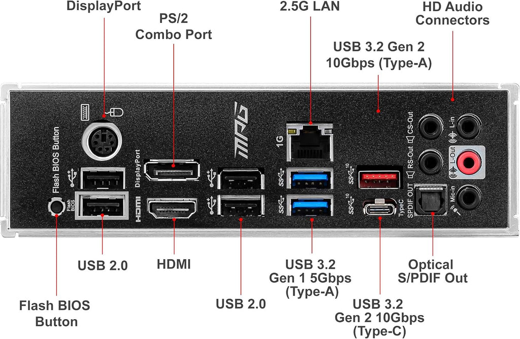 MSI MPG B550 Gaming Plus V1 Gaming Motherboard (AMD Ryzen 5000, AM4, DDR4, PCIe 4.0, SATA 6Gb/s, M.2, USB 3.2 Gen 2, HDMI/DP, ATX)