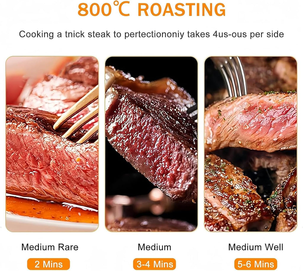 Smokeless Electric Broiler For Indoor Use, Comes With Broiler Tray And Grill, 800℃ Commercial Steak Stove For Cooking Steak, Fits On Kitchen Counter, Pork,steak Chicken, Vegetables(Size:220V,Color:A)