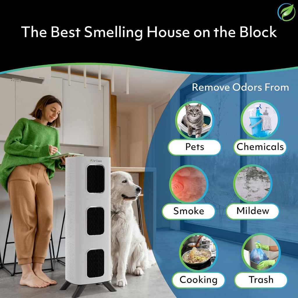 Air Oasis iAdaptAir 2.0 H13 HEPA Filter Air Purifier Reduces 99% of Viruses, Mold, Dust, Smoke, Pollen & Odors Quietest on The Market WiFi Compatible 3,975 Sq Ft of Clean Air