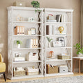 Tribesigns 6-Tier Bookcase Set of 2, 71 Inches Industrial Bookshelves and Bookcases, Floor Standing 5 Shelf Display Storage Shelves Tall Bookcase for Home Office, Living Room, Bed Room, White