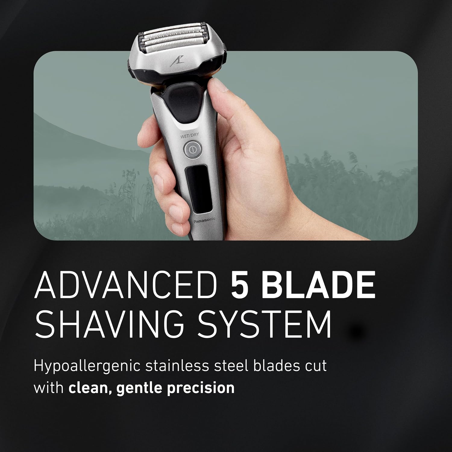 Panasonic ARC5 Electric Razor for Men Face, Wet & Dry Shavers with Foil Shaver, Pop-up Trimmer, Ultra-Fast 5-Blade, Smart Shave Sensor, 16D Flexible Pivoting Head - ES-ALV6HS (Silver)
