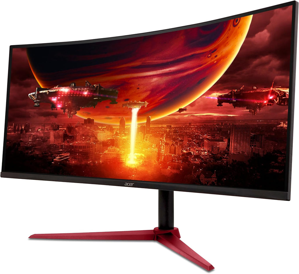 acer Nitro 34 Inch UWQHD 3440 x 1440 1500R Curved PC Gaming Monitor | AMD FreeSync Premium | Up to 180Hz Refresh | 1ms (VRB) | 400nit | DisplayHDR 400 | One DP 1.4 & Two HDMI 2.0 | XZ342CU Vbmiiphx