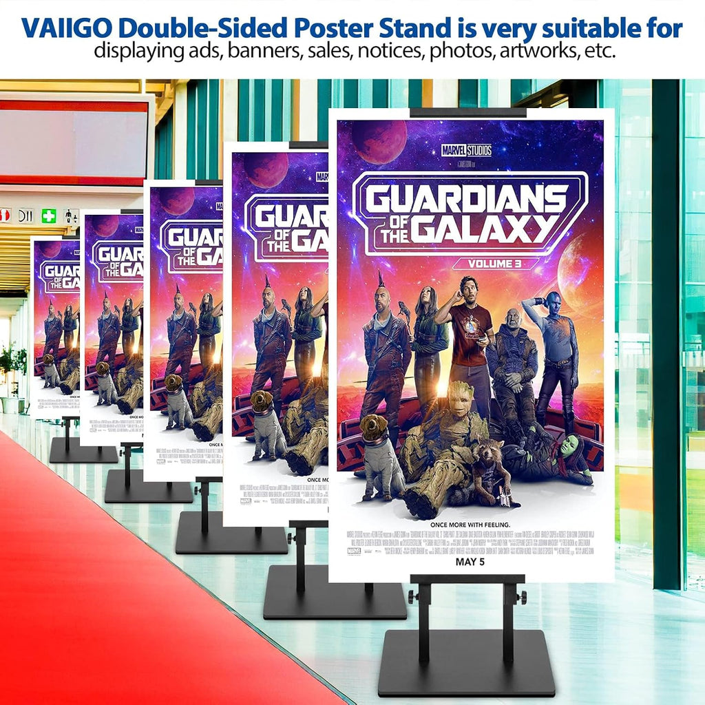 4-Pack Poster Stand - Heavy Duty, Double-Sided, Adjustable Height Up to 80 inches, Outdoor Banner Stand - Black