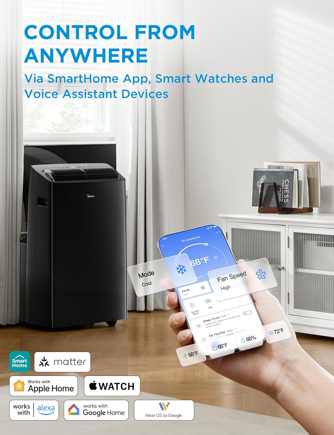 Midea Duo 12,000 BTU (10,000 BTU SACC) High Efficiency Inverter, Ultra Quiet Portable Air Conditioner, Cools up to 450 Sq. Ft., Compatible with Alexa/Google Assistant, Includes Remote, 2026 NEW