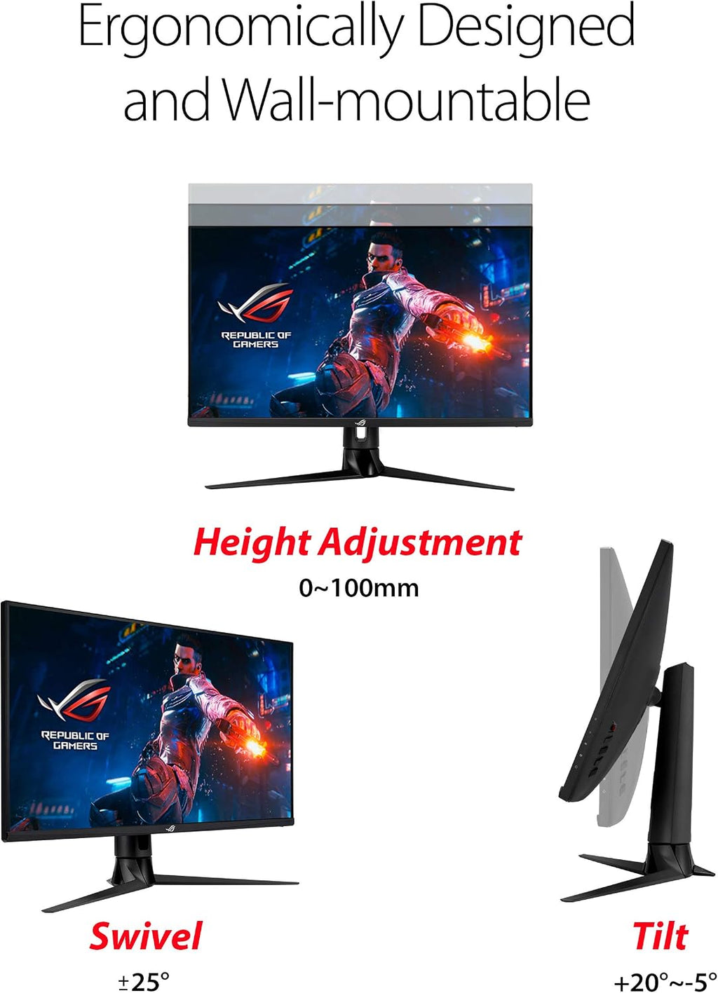 ASUS ROG Swift PG329Q 32' Gaming Monitor, 1440P WQHD (2560x1440), Fast IPS, 175Hz (Supports 144Hz), 1ms, G-SYNC Compatible, Extreme Low Motion Blur Sync, Eye Care, HDMI DisplayPort USB, DisplayHDR 600