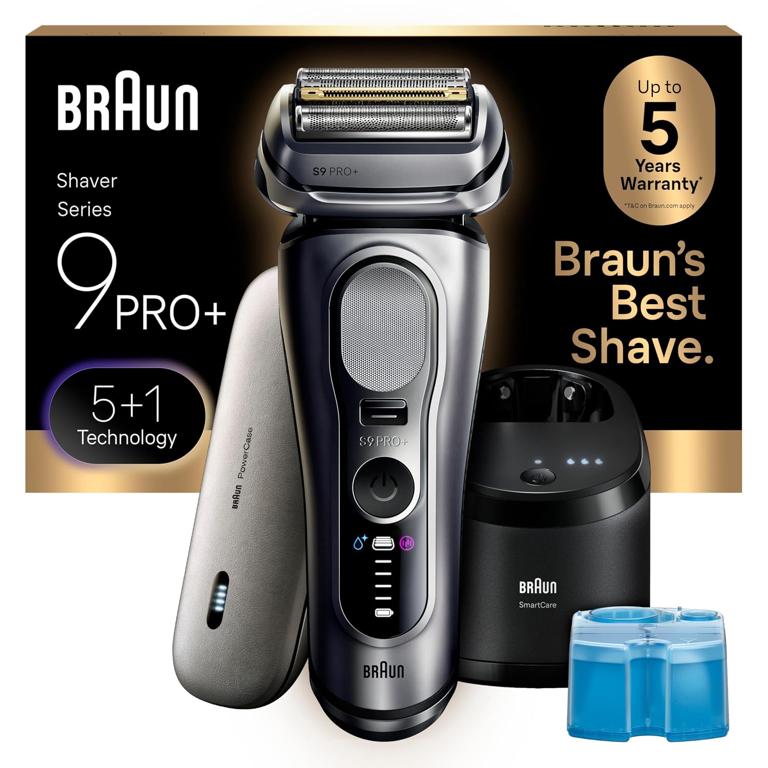Braun Electric Razor for Men Series 9 PRO+ Electric Foil Shaver with Precision Trimmer, 6in1 SmartCare Center, Travel Powercase, 9677cc