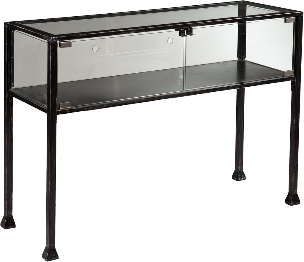 SEI Furniture - Terrarium Display Console - Transitional Design, Black Finish - Ideal for Entryway, Living Room (CK8863)