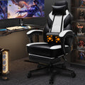 Shintenchi Gaming Chair,Video Game Chair with footrest and Massage Lumbar Support,Height Adjustable Game Chair with 360°Swivel Seat Ergonomic Computer Chair with Headrest for Office or Gaming(White)