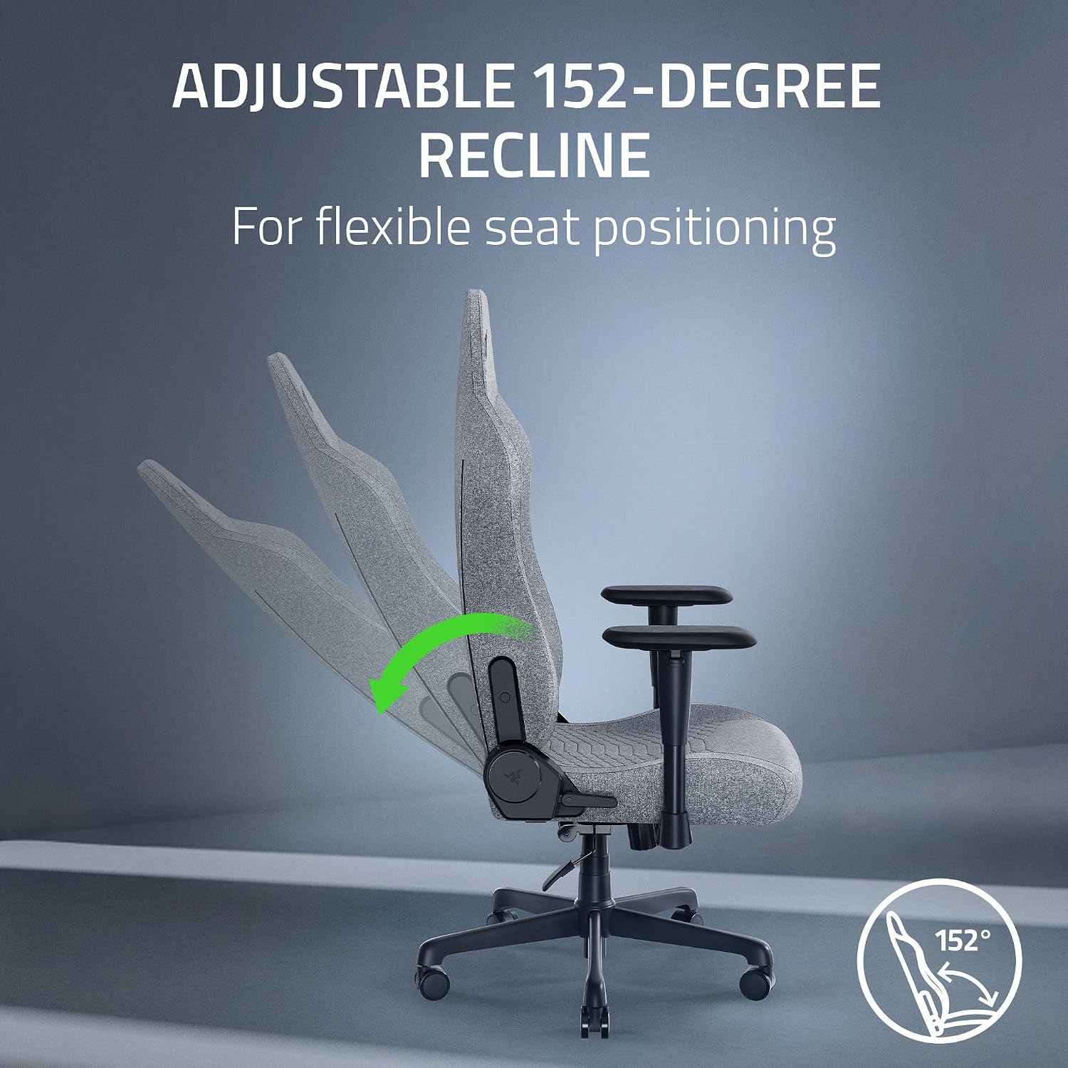 Razer Iskur V2 X Ergonomic Gaming Chair: Built-in Lumbar Support - Widened Seat - High Density Foam Cushions - Adjustable 152 Degree Recline - 2D Armrests - Plush Fabric Finish - Light Gray Edition