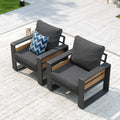 Aoxun Aluminum Patio Furniture Set, 2 Piece Luxury Outdoor Sectional with 6' Olefin Fabric Cushions, Patio Conversation Sets with Coffee Table Outdoor Sofas for Backyard, Porch Dark Grey
