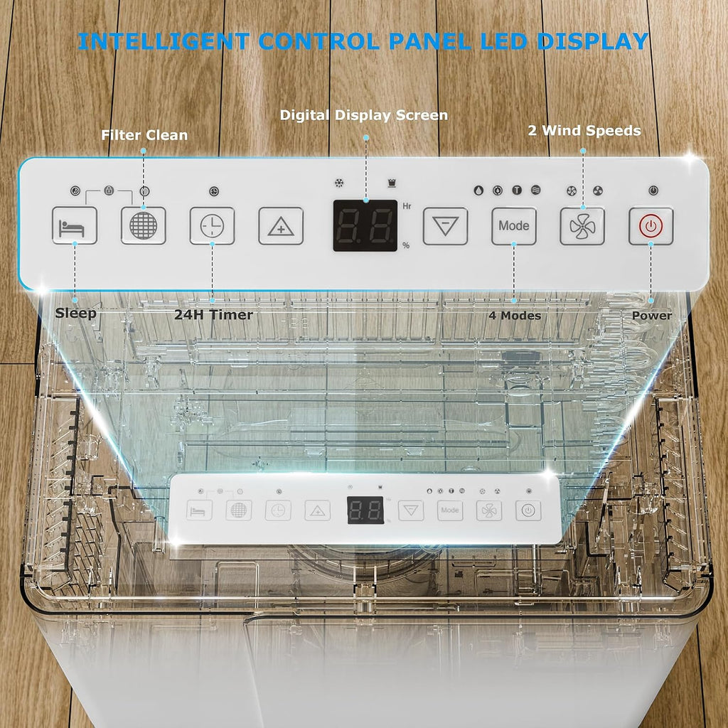 ZAFRO 80 Pt（86°F 80% RH）Dehumidifier for Large Spaces up to 3000 Sq Ft, 6.5L Tank & Drain, Dry Clothes Pro Mode, Midnight-Quiet Certified 43.2dB, Works in 41°F - Ideal for Large Room Basement, Garage