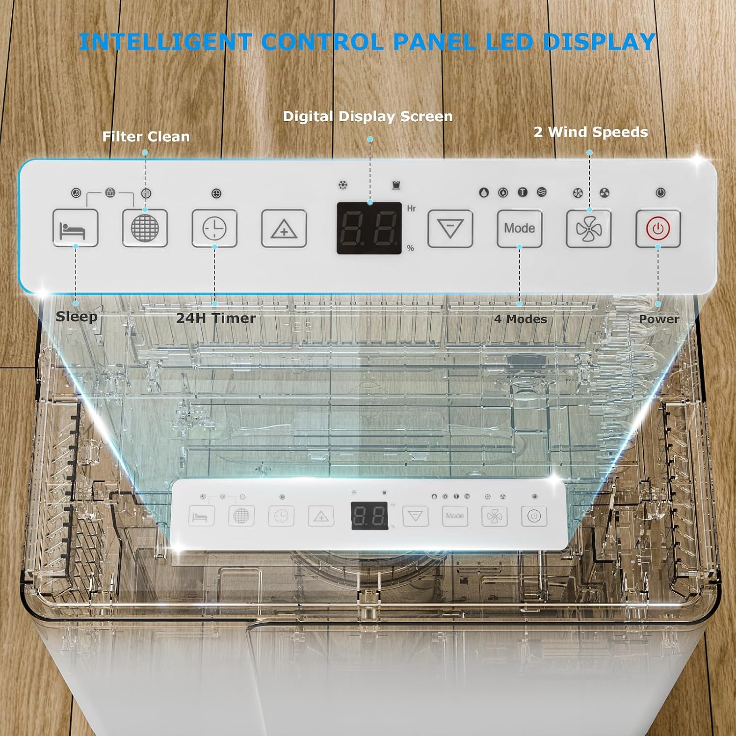 ZAFRO 80 Pt（86°F 80% RH）Dehumidifier for Large Spaces up to 3000 Sq Ft, 6.5L Tank & Drain, Dry Clothes Pro Mode, Midnight-Quiet Certified 43.2dB, Works in 41°F - Ideal for Large Room Basement, Garage