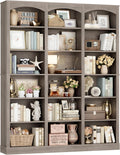 FACBOTALL 71' Triple Wide Bookshelf, 6 Tier Tall Bookshelf, Large Bookcase with Curved Baffle, 63.4' Wide Book Shelf with 18 Open Display Shelves for Living Room, Study, Gray