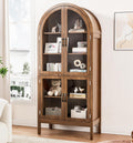 Lxsxlome 70.9'' Tall Arched Display Cabinet with Acrylic Glass Doors, Modern 5-Tier Arched Bookcase, Kitchen Pantry Storage Cabinet Curio Cabinets for Living Dining Room (Walnut, 31.5''W)