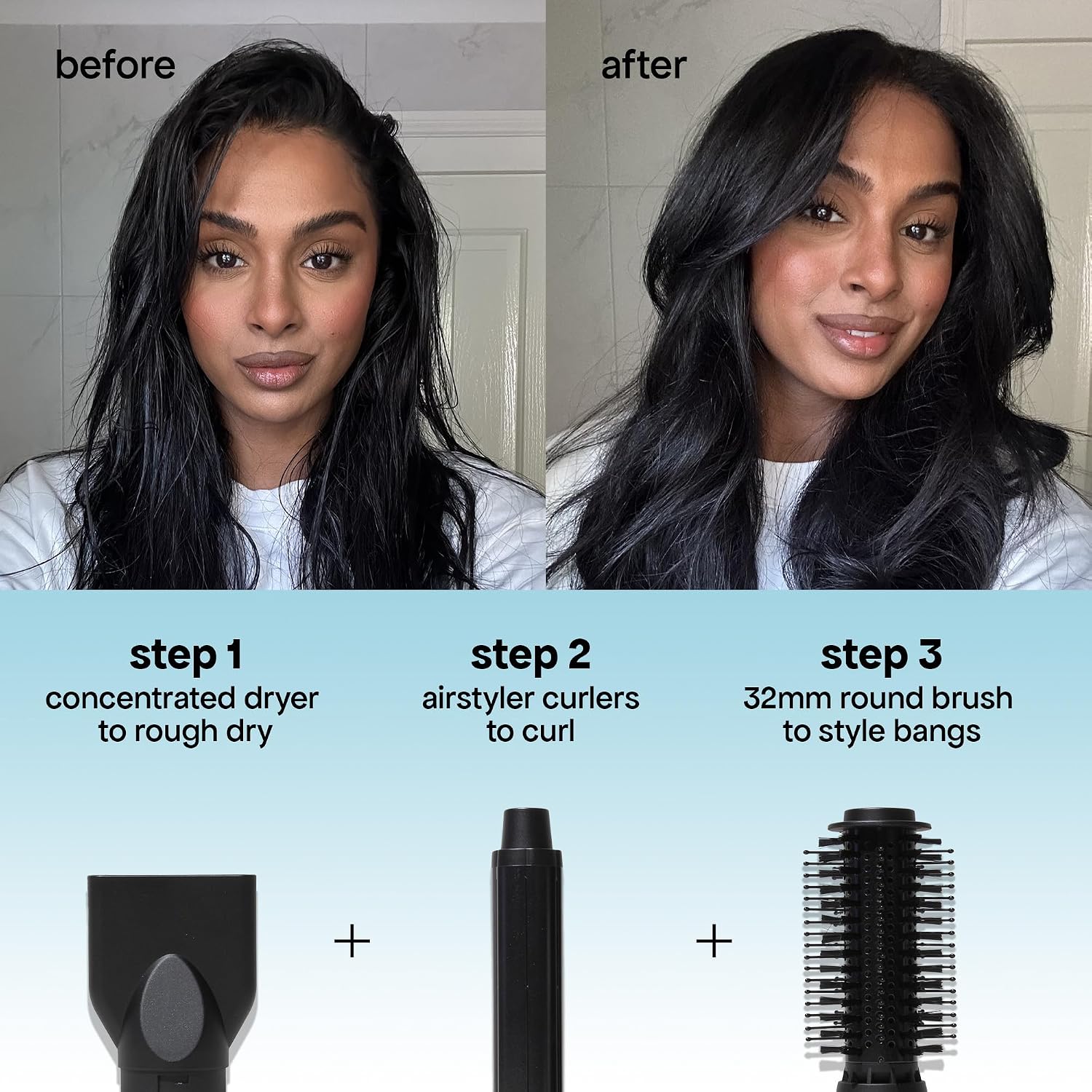 BONDIBOOST 6-in-1 Everlast Multi Styler & Dryer System - Wet to Dry Hair Styler, Hair Dryer Brush with Curlers, Round Brushes, Dryer & Concentrator Attachments, Versatile Heat & Airflow Settings
