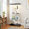 Zevemomo Tempered Glass Display Cabinet with Lights, 4-Tier Curio Cabinet with Glass Doors and Lock, Glass Display Case for Collectibles, for Living Room, Bedroom, Office, Black, Double Door