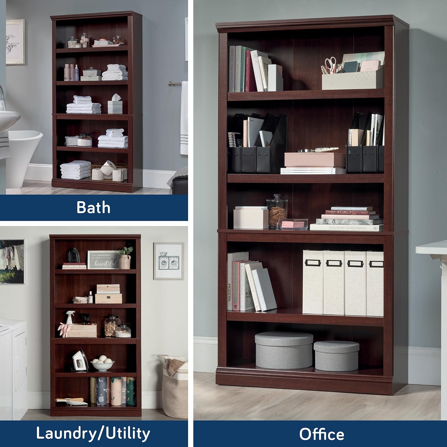 Sauder Miscellaneous Storage 5-Shelf Bookcase/ Book shelf, Select Cherry finish