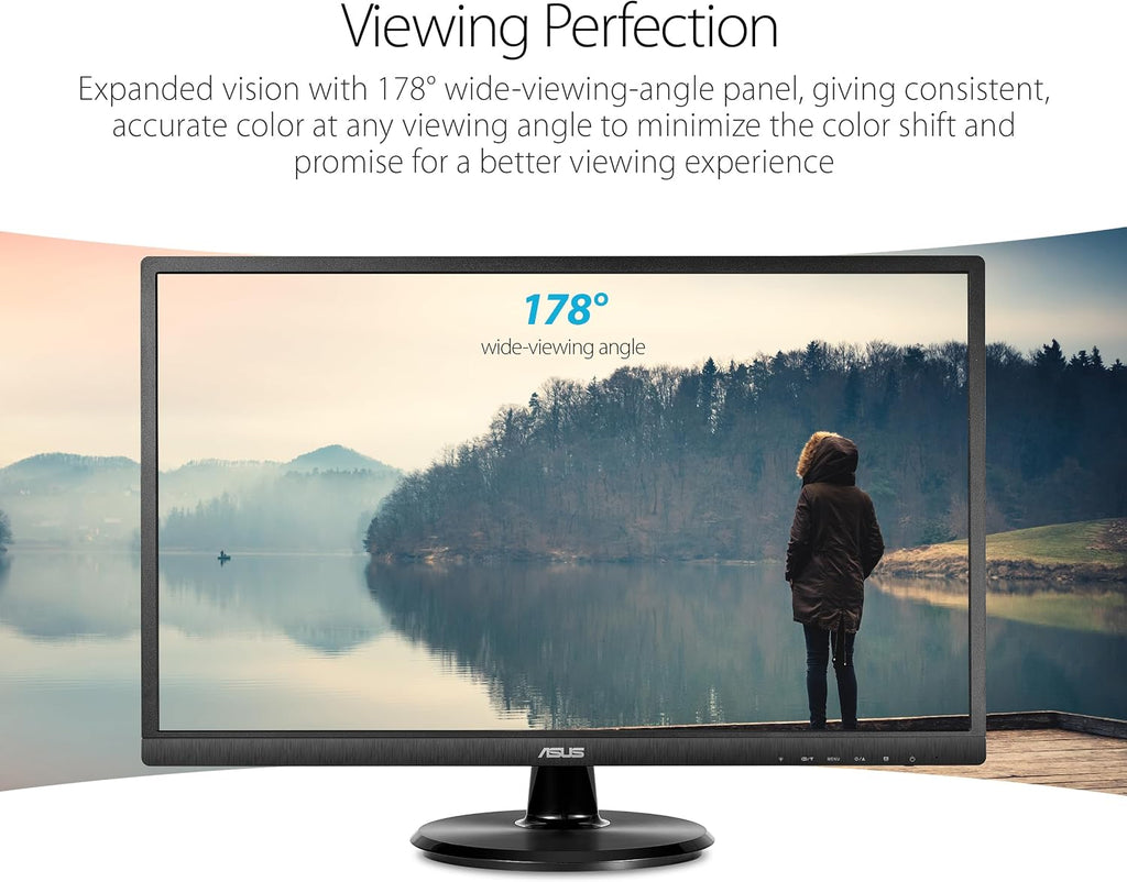 ASUS 23.8' Full HD Computer Monitor, 1080p, HDMI, VGA, Eye Care, 178° Wide Viewing Angle - VA249HE, Black