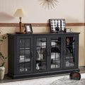 AMERLIFE 63' Sideboard, 6 Adjustable Shelves Sideboard Buffet Cabinet with 4 Doors, Accent Storage Credenzas for Dining Room, Living Room, Classic Black