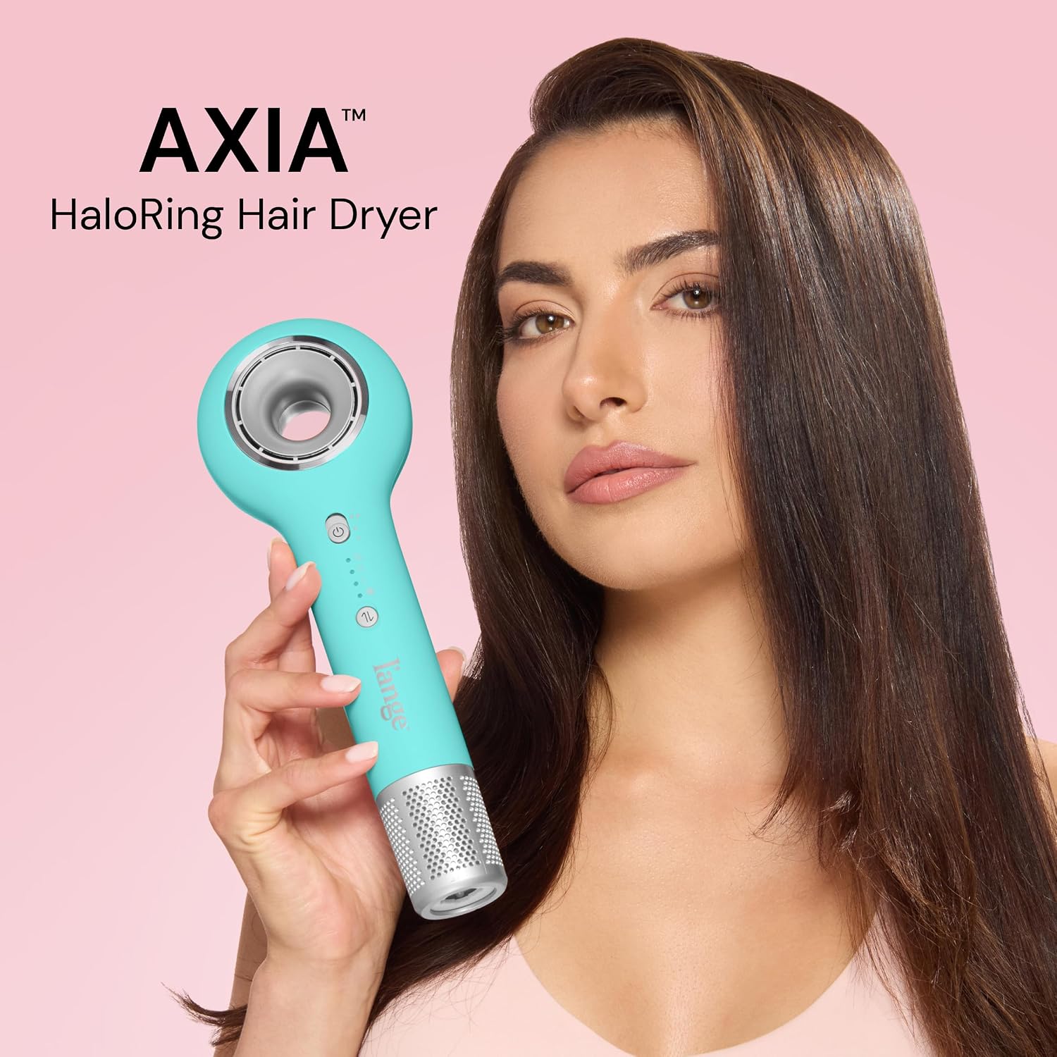 L'ANGE HAIR Axia HaloRing Ionic Hair Dryer | High Speed Professional Blow Dryer for Smooth, Frizz-Free Styles | Lightweight Brushless Motor with Concentrator & Wall Mount | 4 Heat Settings | Blue
