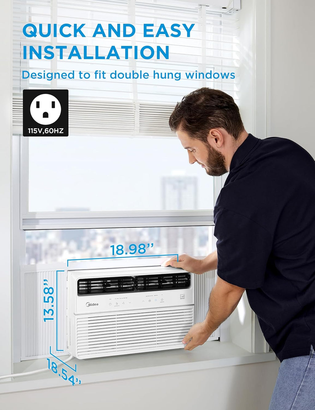 Midea 10,000 BTU Smart Inverter Window Air Conditioner with APP, Alexa Control, 115V AC Unit Cools up to 450 Sq. Ft, Quiet Operation, Energy Saving, Remote & Easy Installation Kit, White