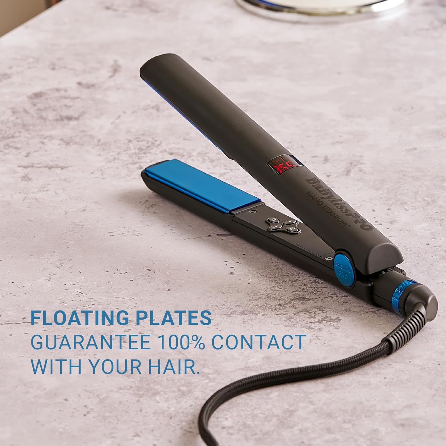 BaBylissPRO Nano Titanium Flat Iron Hair Straightener, Digital Flat Iron for Pro Salon Results, Styling Tool for All Hair Types