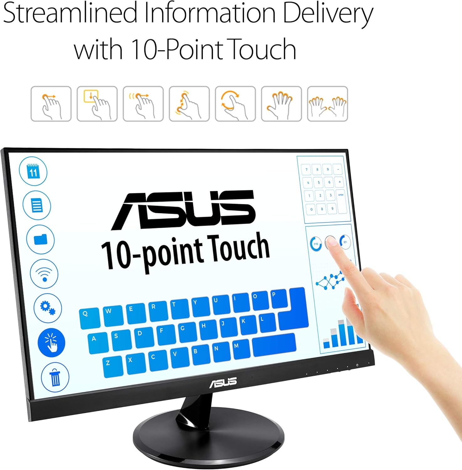 ASUS VT229H 21.5' Monitor 1080P IPS 10-Point Touch Eye Care with HDMI VGA, Black