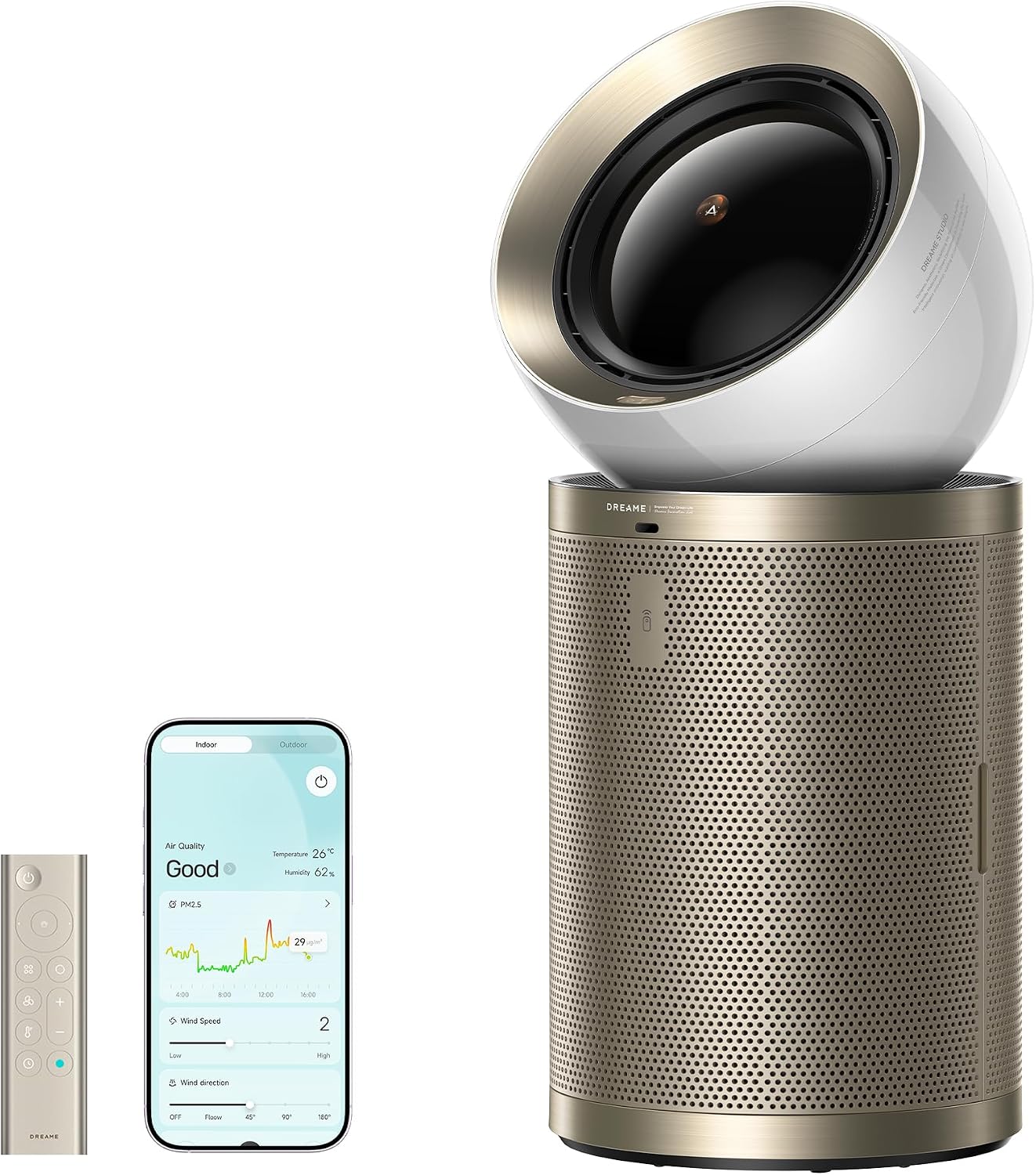 Dreame Smart Air Purifier for Home Large Room, Cleans 7,534 ft² in One Hour with 4 Filters, Dual-way Air Oulets, Al Tracking, Air Quality Monitor with 7 Sensors, 2-in-1 Purifier & Fan, PM10