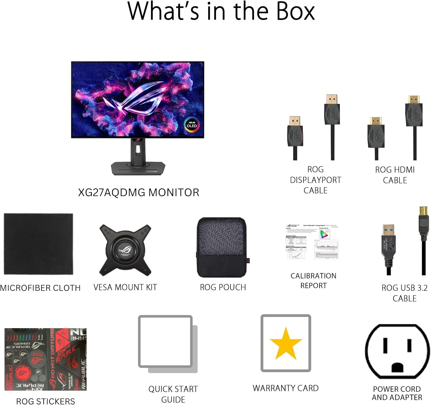 ASUS ROG Strix 27' 1440P OLED Gaming Monitor (XG27AQDMG) - QHD, Glossy OLED, 240Hz, 0.03ms, Custom Heatsink, Anti-flicker,Uniform Brightness, G-SYNC Compatible, 99% DCI-P3, DisplayWidget, 3yr warranty