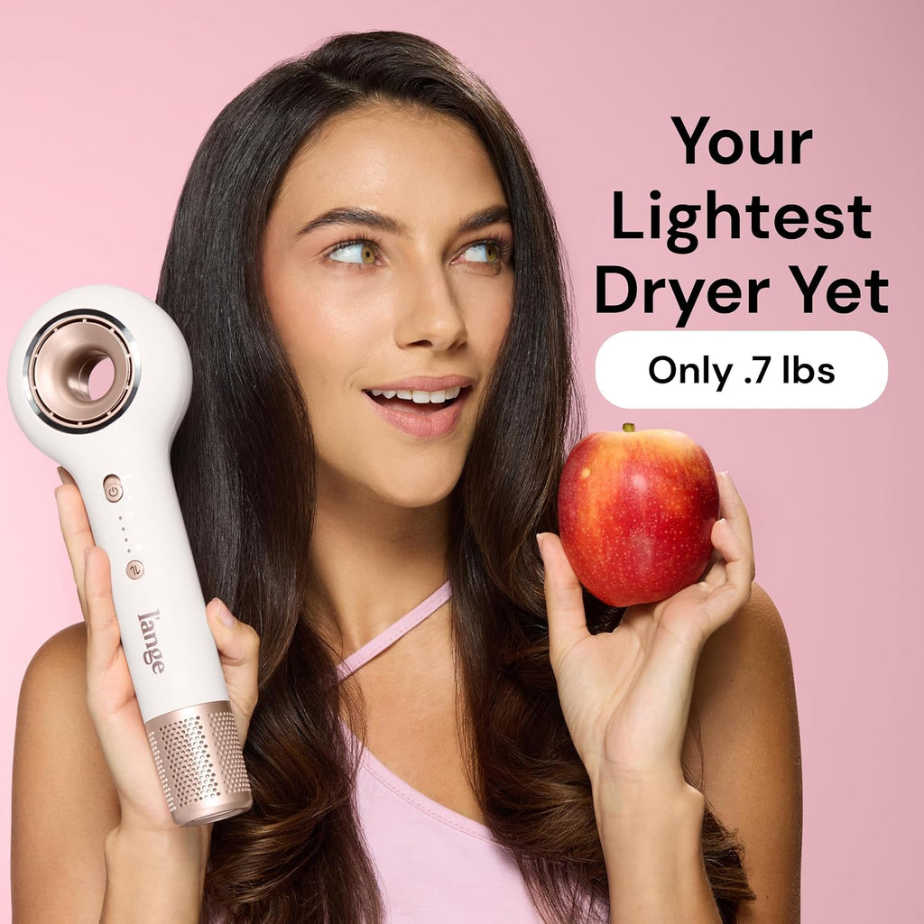 L'ANGE HAIR Axia HaloRing Ionic Hair Dryer | High Speed Professional Blow Dryer for Smooth, Frizz-Free Styles | Lightweight Brushless Motor with Concentrator & Wall Mount | 4 Heat Settings | Off-white