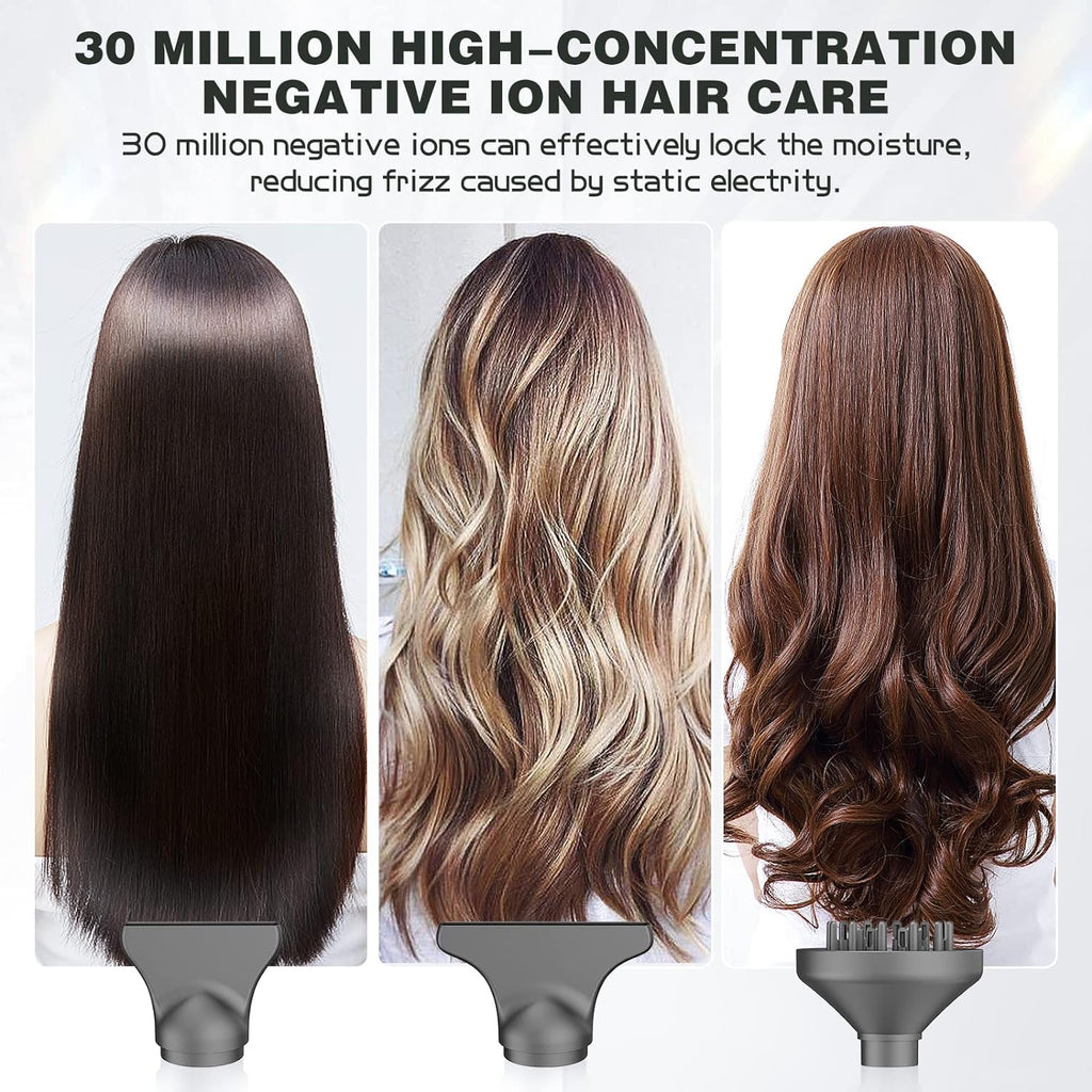 slopehill Professional Ionic Hair Dryer with Diffuser - Lightweight, Compact, Powerful & Fast Salon Blow Dryer with High Speed Brushless Motor for Travel, Women & Men (Ceramic, Dark)