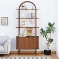 71' Tall Arched Bookshelf with Storage Cabinet, Mid Century Modern Bookcase Cabinet, Curved Frame Bookcase, Industrial Storage Display Shelving for Living Room, Bedroom, Home Office (Walnut Brown)
