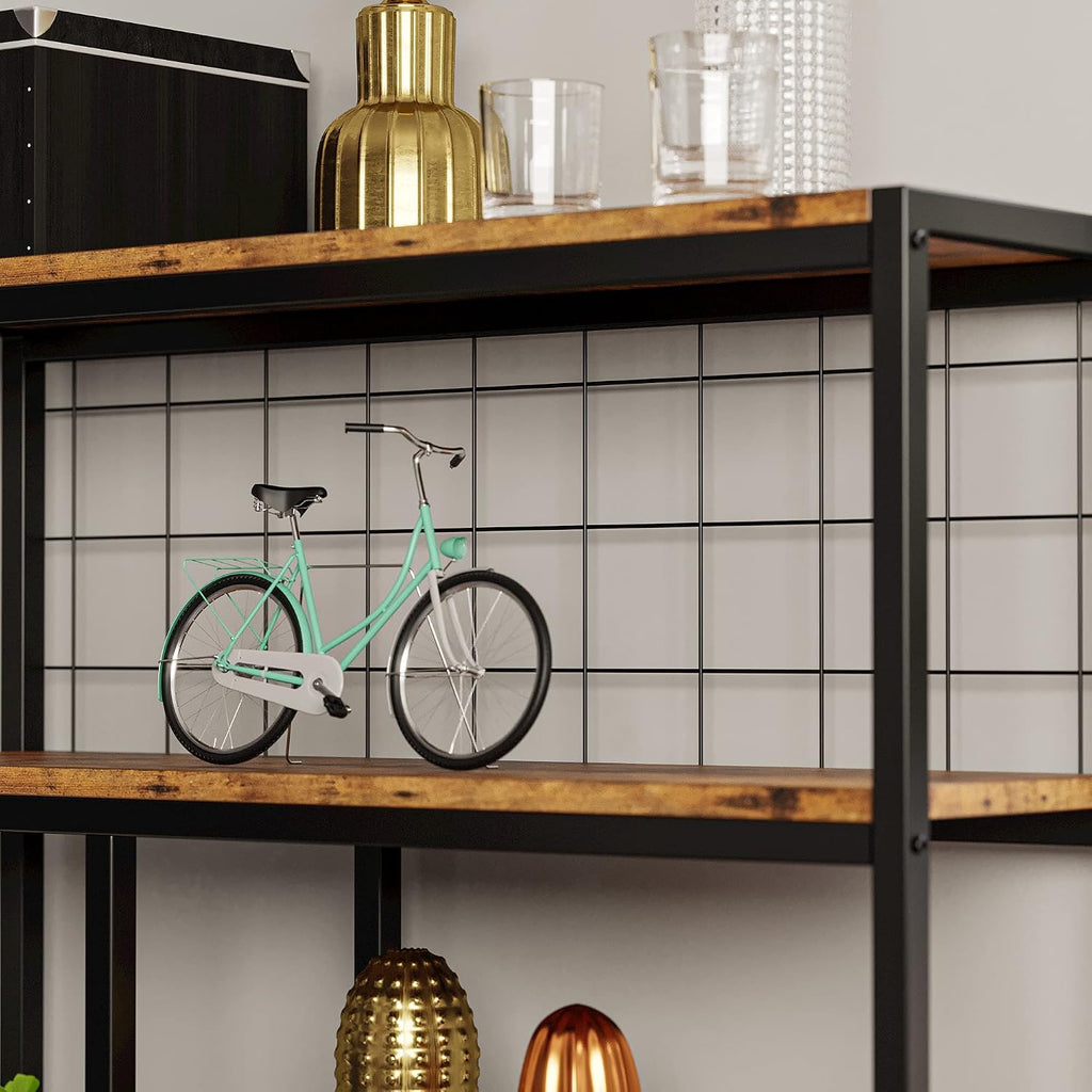 IRONCK Bookshelves 6 Tiers, Industrial Etagere Heavy Duty Shelves for Living Rooom, Office Storage Geomeric Display Boocase, Vintage Brown
