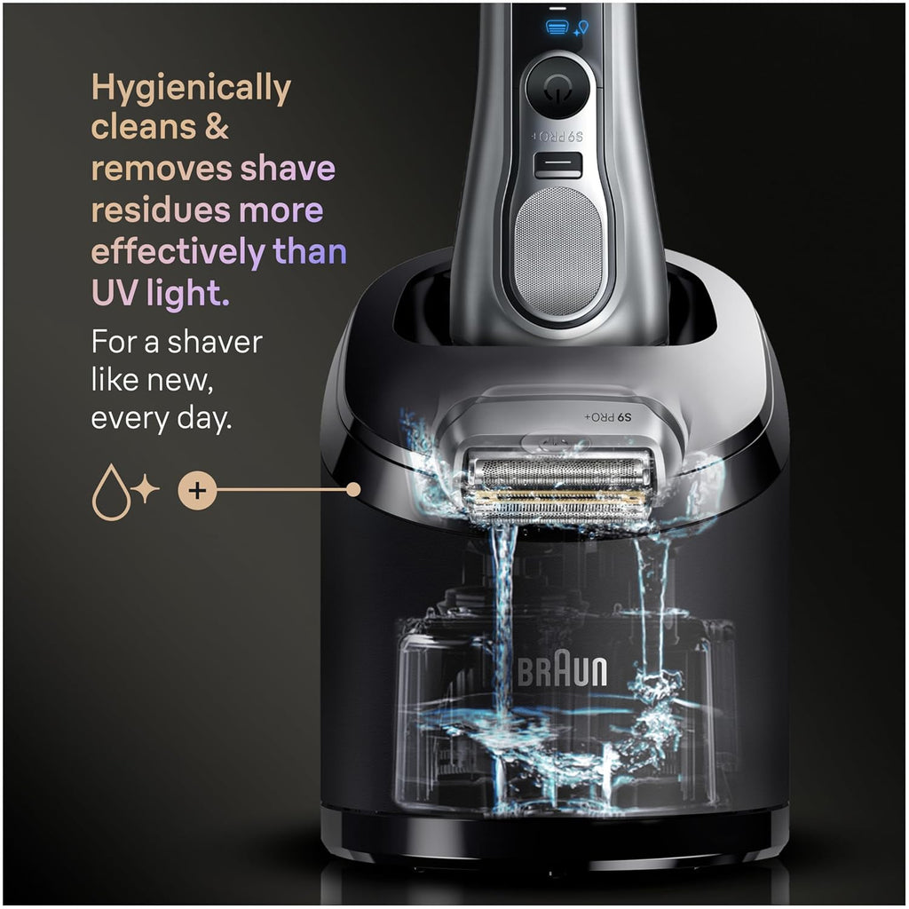 Braun Electric Razor for Men Series 9 PRO+ Electric Foil Shaver with Precision Trimmer and 6in1 SmartCare Center, Silver, 9667cc