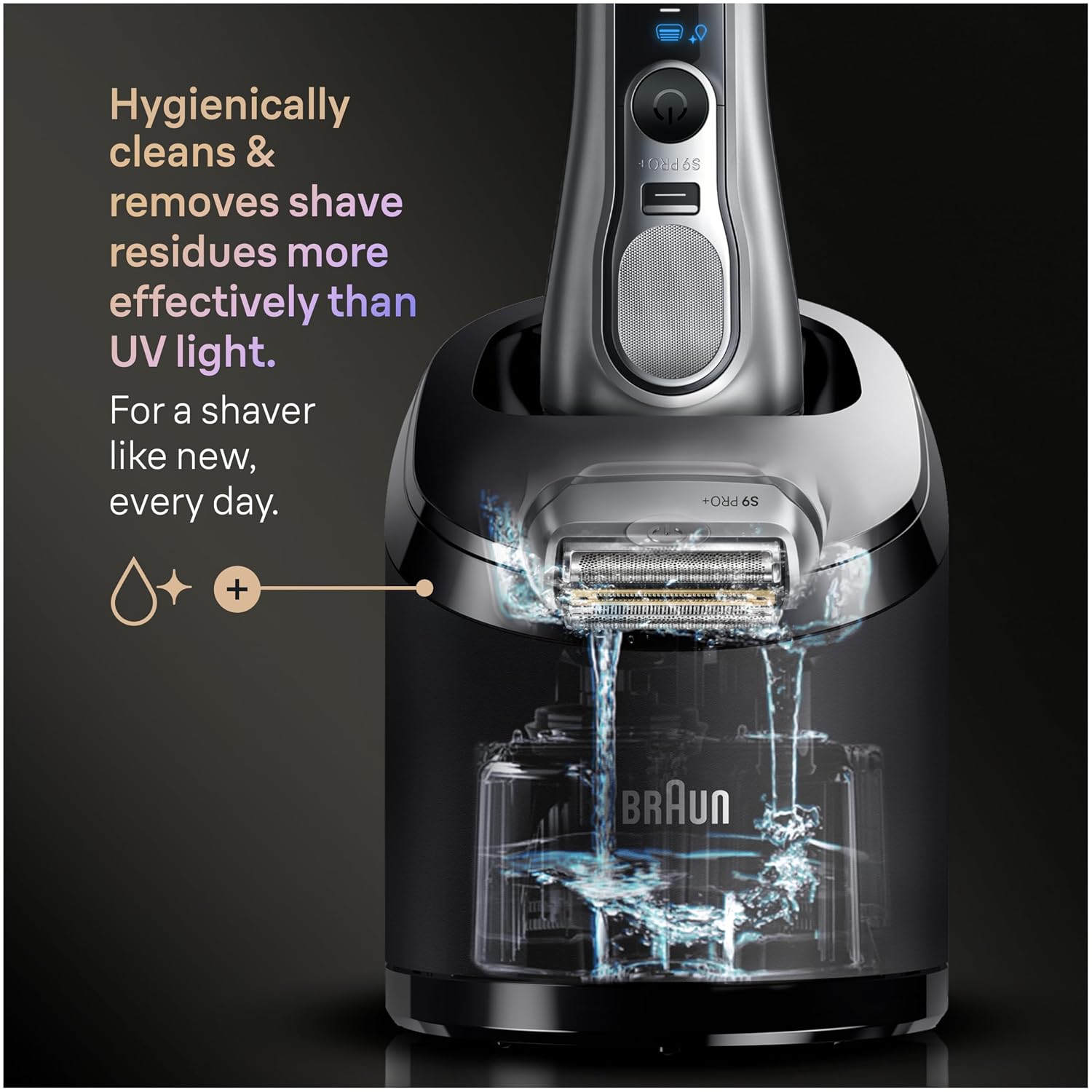 Braun Electric Razor for Men Series 9 PRO+ Electric Foil Shaver with Precision Trimmer and 6in1 SmartCare Center, Silver, 9667cc