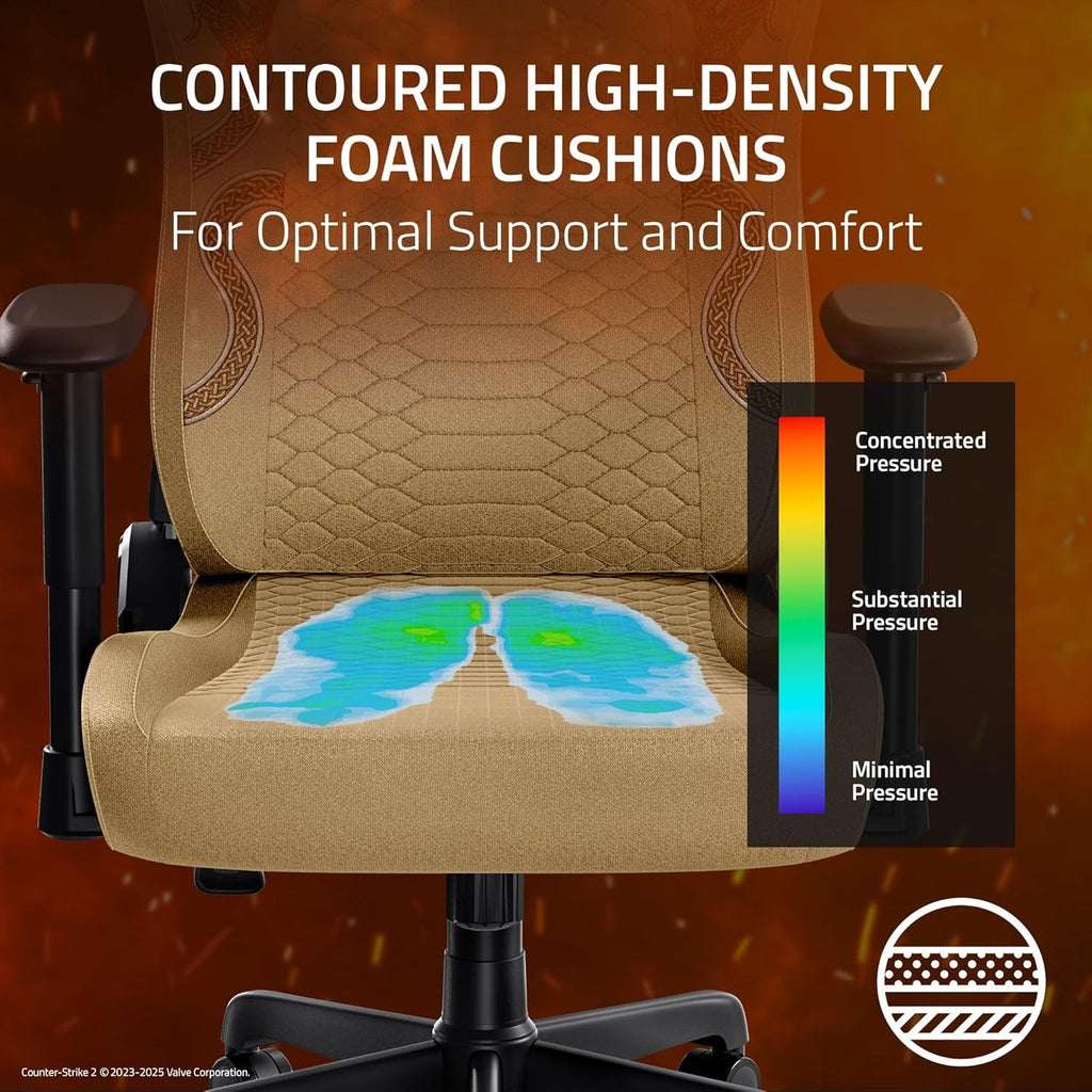 Razer Iskur V2 X Ergonomic Gaming Chair: Built-in Lumbar Support - Widened Seat - High Density Foam Cushions - Adjustable 152 Degree Recline - 2D Armrests - Plush Fabric - Counter Strike 2 Edition