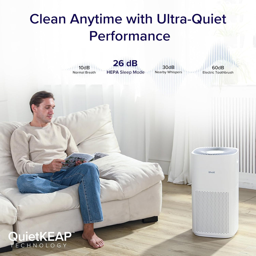 Levoit Air Purifiers for Home Large Room Up to 2933 Ft² With HEPA Sleep Mode, AHAM VERIFIDE, Smart WIFI, PM2.5 Monitor, 3-in-1 Filter For Smoke, Pet Allergies, Dust, Alexa Control, Core 600S-P, White