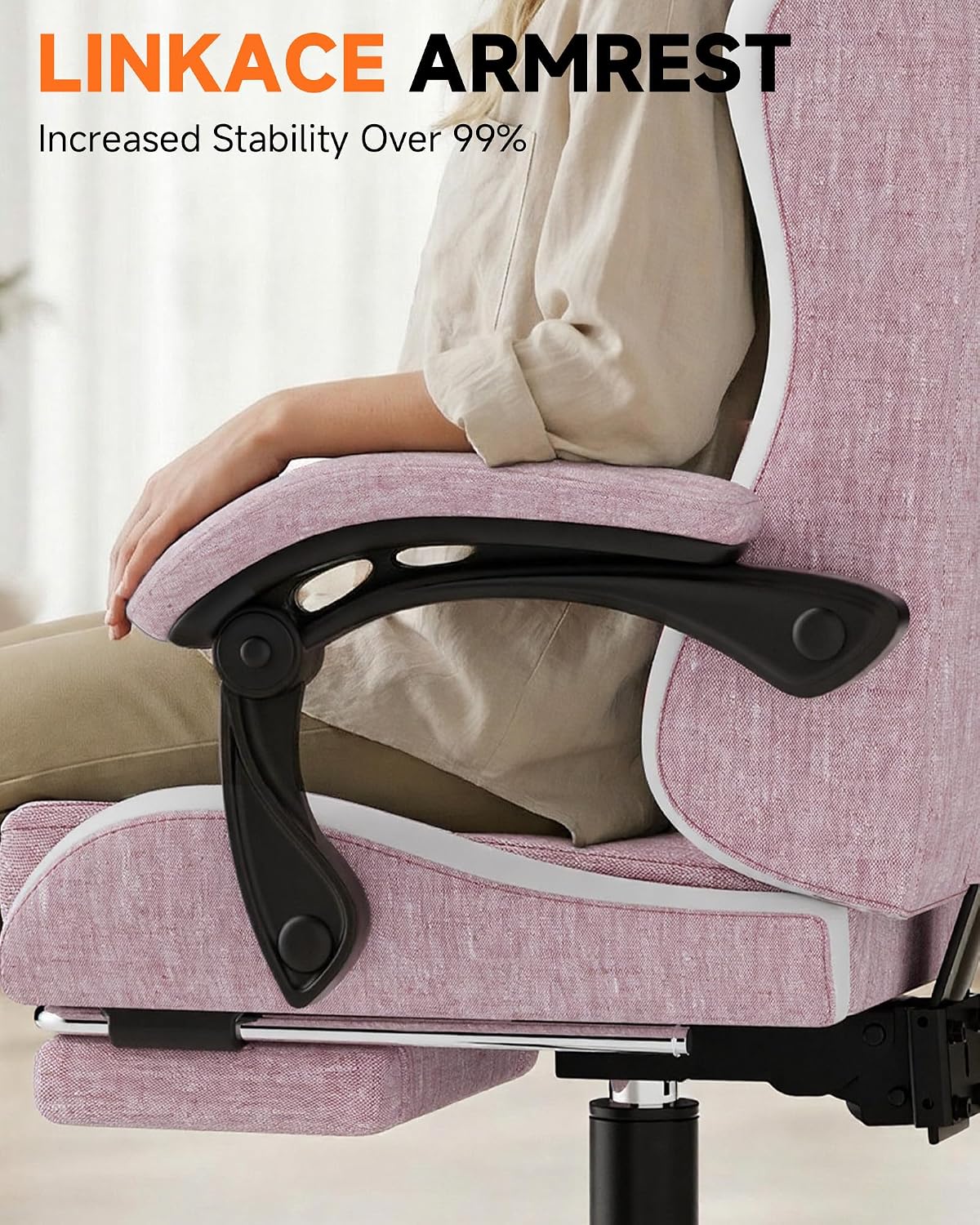 GTPLAYER Gaming Chair for Adults, Ergonomic Computer Gaming Chair with Footrest, Height Adjustable, 90-155° Recline & Removable Headrest Lumbar Support, Valentines Day Gift, Pink