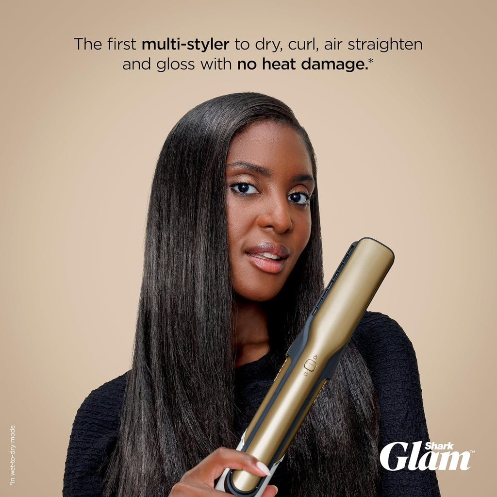 Shark Glam Ceramic & Powerful Air Styling & Drying System, with Silki Straightener & Shark Glossi Air Glosser, for Drying, Curling, Straightening & Glossing with Diffuser, HD6052S (Curly & Coily Hair)