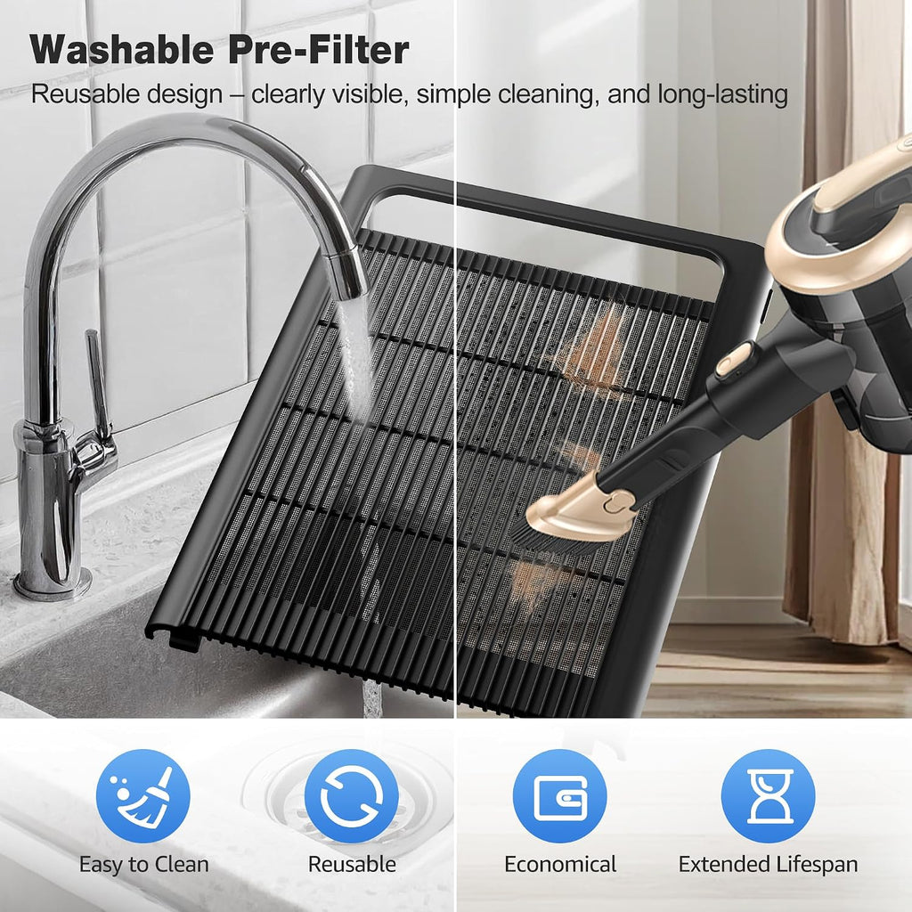 KNKA Air Purifier for Home Bedroom Large Room Up to 1,695 Ft² in 1 Hr, HEPA Air Cleaner with Washable Pre-Filter, AHAM VERIFIDE, AQI Display, ECO Mode, Pet Mode for Pets, Dust, Pollen, APH4000, Black