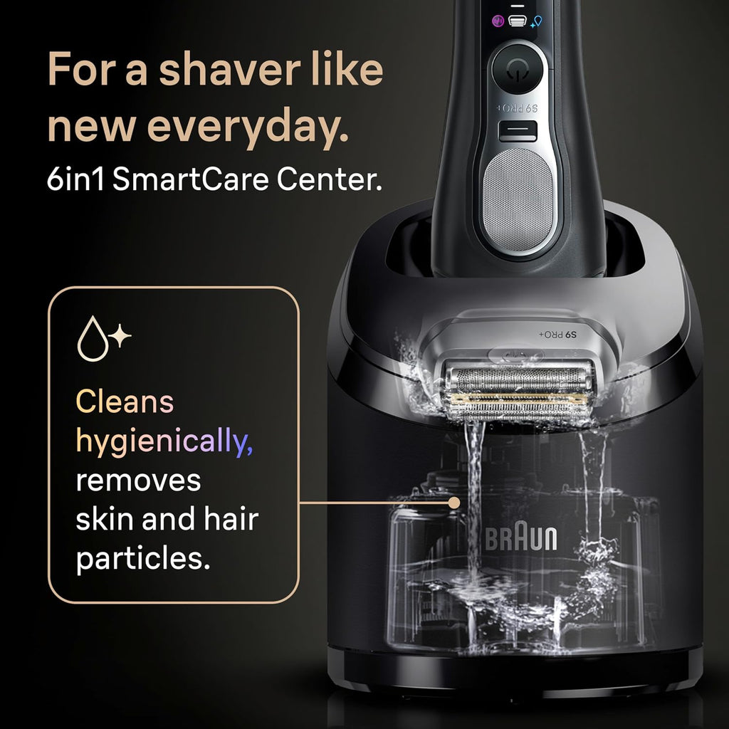 Braun Series 9 PRO+ Electric Shaver, Pro SensoAdapt, 6in1 SmartCare Center, Wet & Dry Razor, 9660CCPS, Black