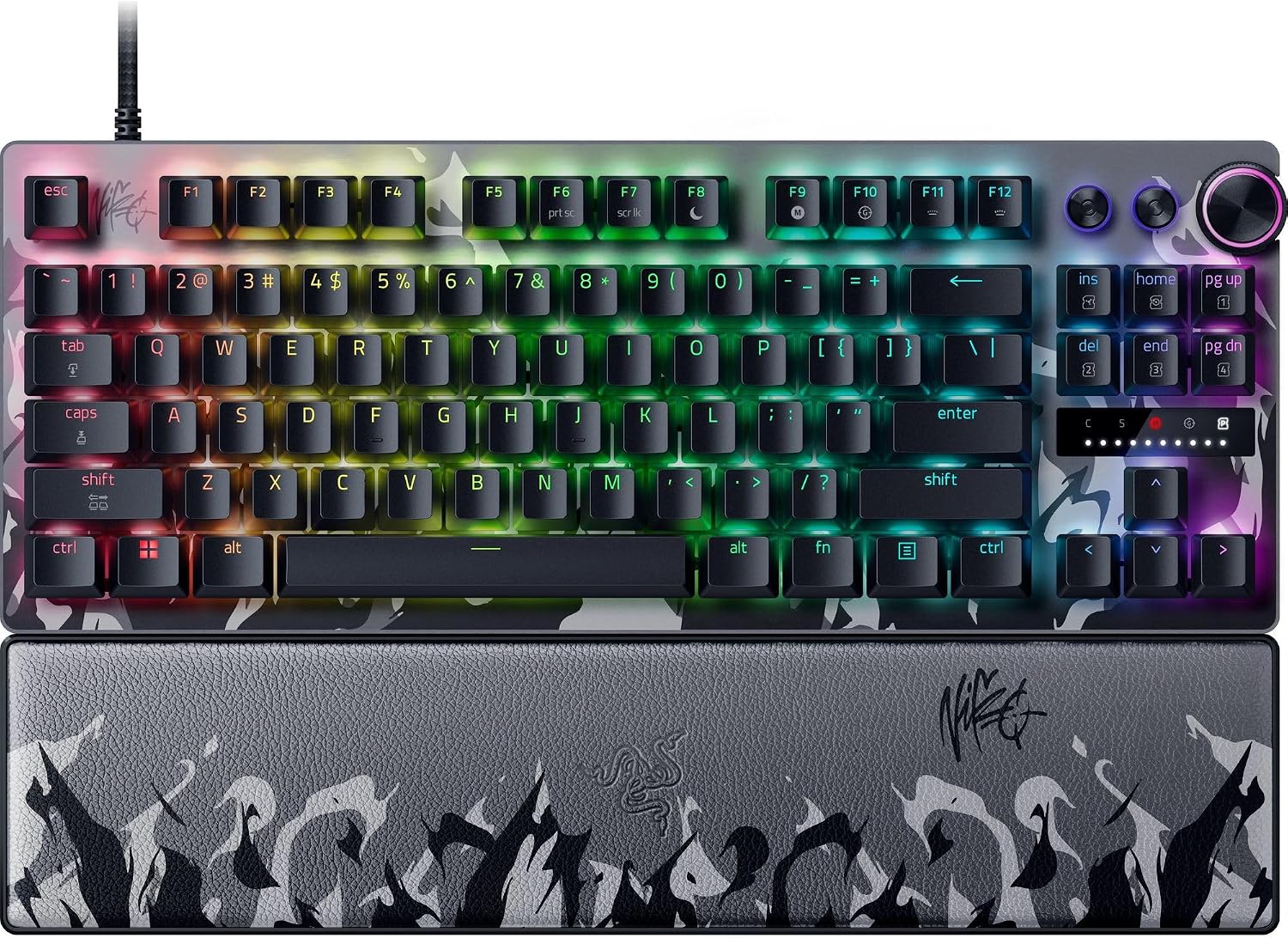 Razer Huntsman V3 Pro TKL 8KHz Esports Gaming Keyboard: Analog Optical Switches Gen 2-8000 Hz Polling Snap Tap - Rapid Trigger - Adjustable Actuation - Media Controls - Niko Edition