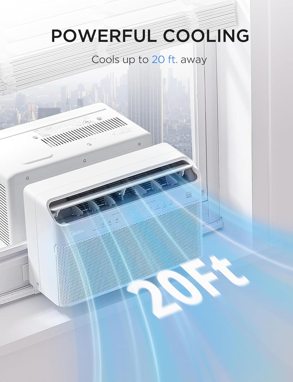 Midea 12,000 BTU U Shaped Smart Inverter Window Air Conditioner - Cools 550 Sq Ft, Ultra Quiet with Open Window Flexibility - Alexa/Google Assistant Compatible - 35% Energy Savings, Remote (Updated)