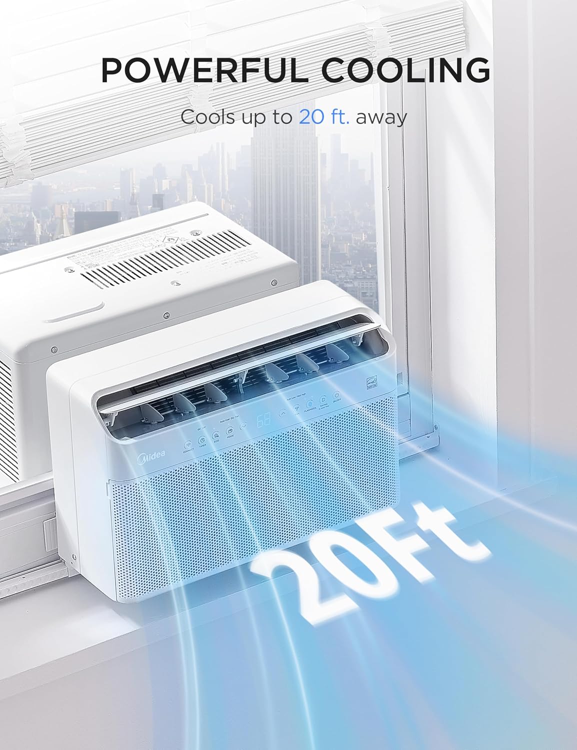 Midea 6,000 BTU U Shaped Smart Inverter Window Air Conditioner - Cools 250 Sq Ft, Ultra Quiet with Open Window Operation - Alexa/Google Assistant Compatible, 37% Energy Savings, Remote (2026 Edition)