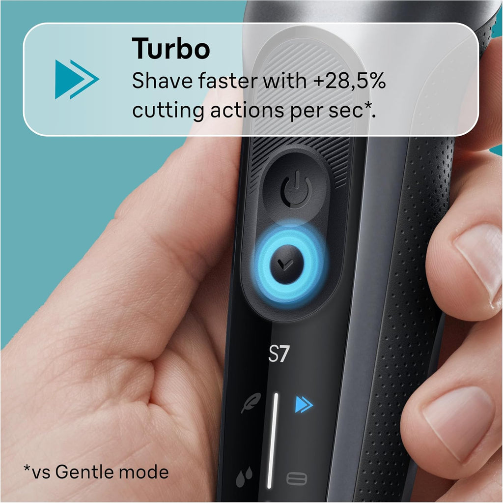Braun Electric Shaver for Men, Series 7 7127cs, Wet & Dry Shave, Turbo & Gentle Shaving Modes, Waterproof Foil Shaver, Engineered in Germany, with Beard Trimmer, Charging Stand, Space Grey