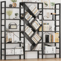 INNOD 70x70' Triple 5 Tier Book Shelf, Large Wooden Bookcase with 17 Open Display Shelf, Modern Tree Bookshelf Metal Frame Tall Book Case Furniture for Living Room Bedroom Home Office Black