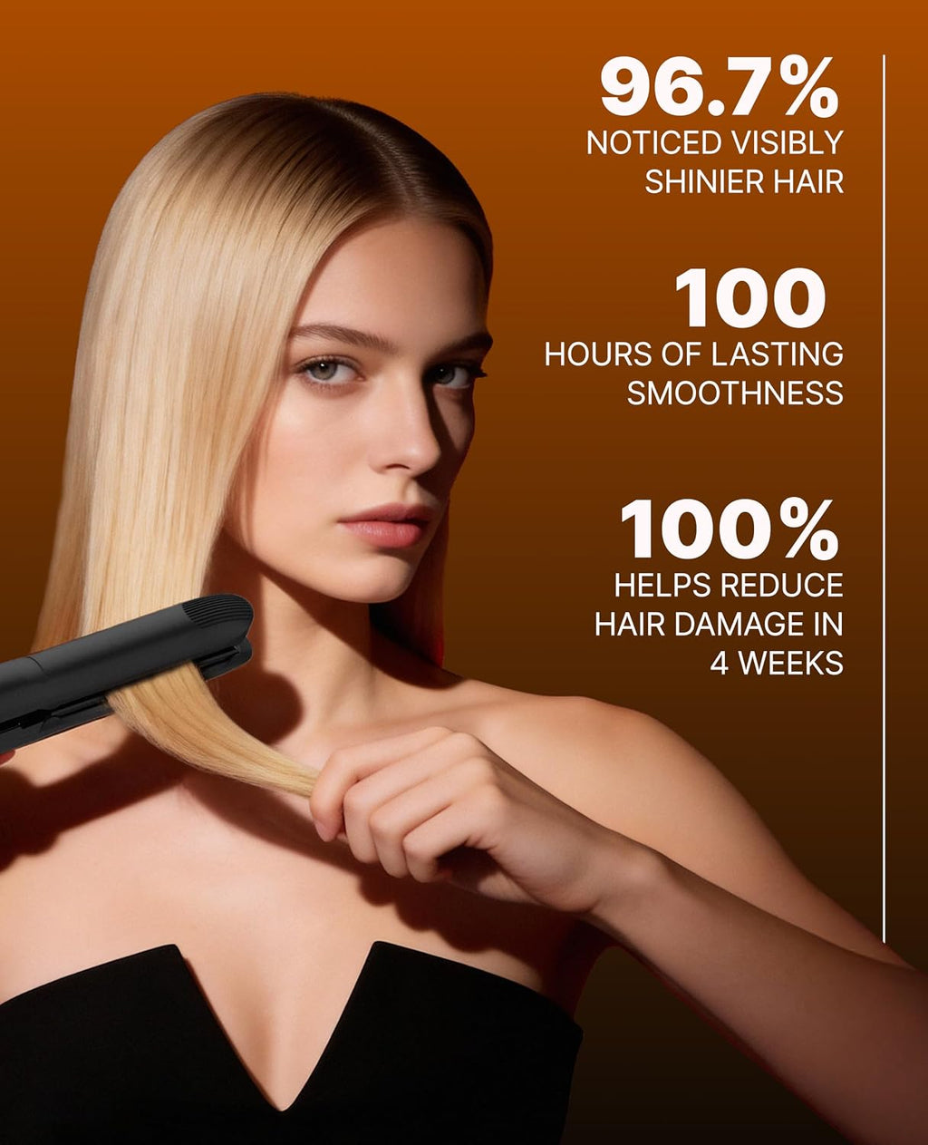GLAMPALM GlamMuse 1' | All-Ceramic Flat Iron Infused with Vita-C, Salon Results with Less Heat Damage, Trusted by K-Pop Hair Stylists, Dual Voltage Hair Straightener, Silk Press | GP201T